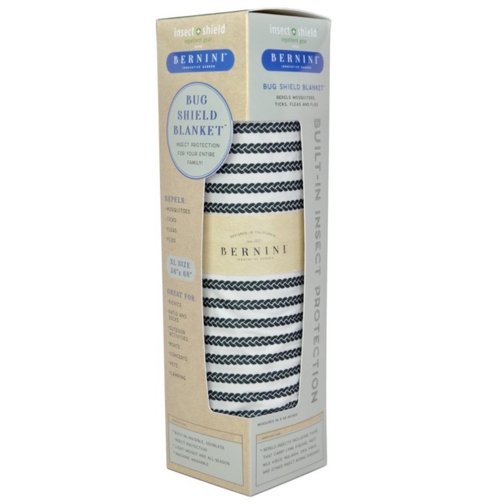 BERNINI NWT outdoor bug sheild striped blanket -black/white